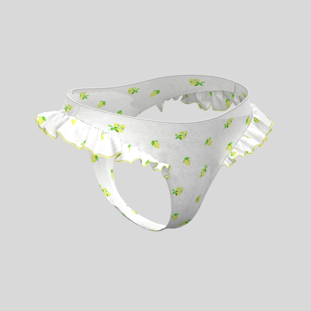 Lemon Ditsy Ruffle Thong